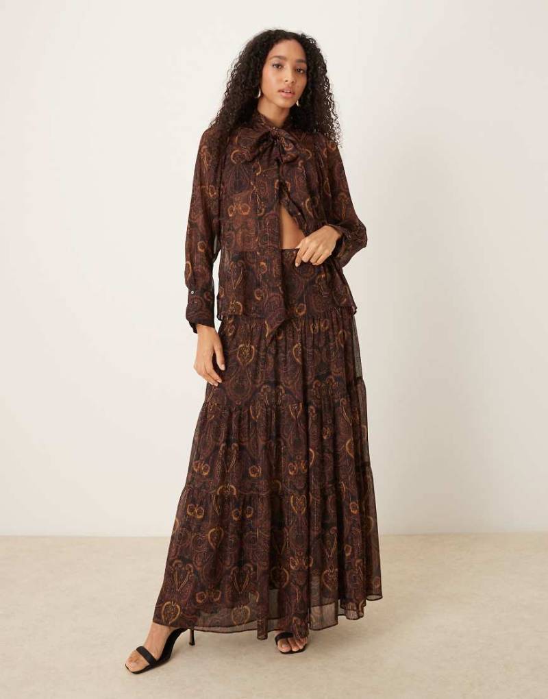 Mango - Gestufter Maxirock mit Paisleymuster, Kombiteil-Brown von Mango