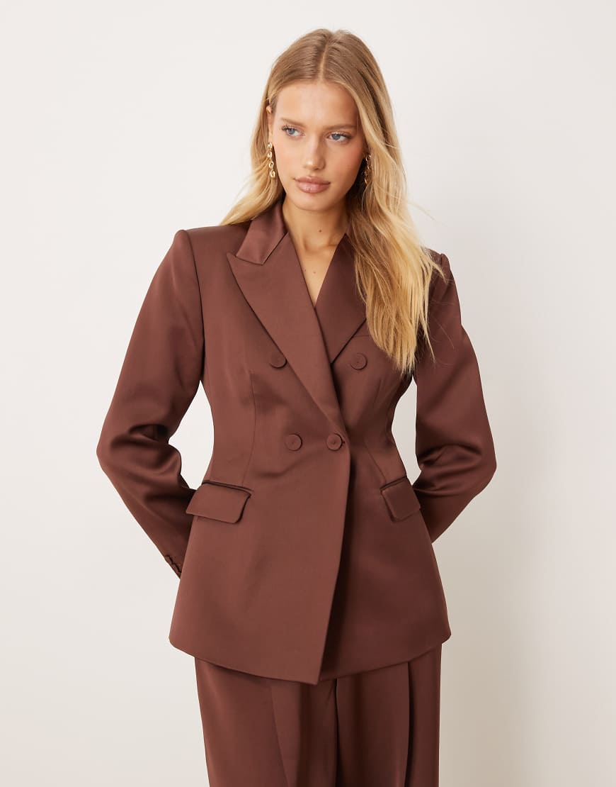 Mango - Gilda - Eleganter Blazer aus Satin in Braun, Kombiteil-Brown von Mango