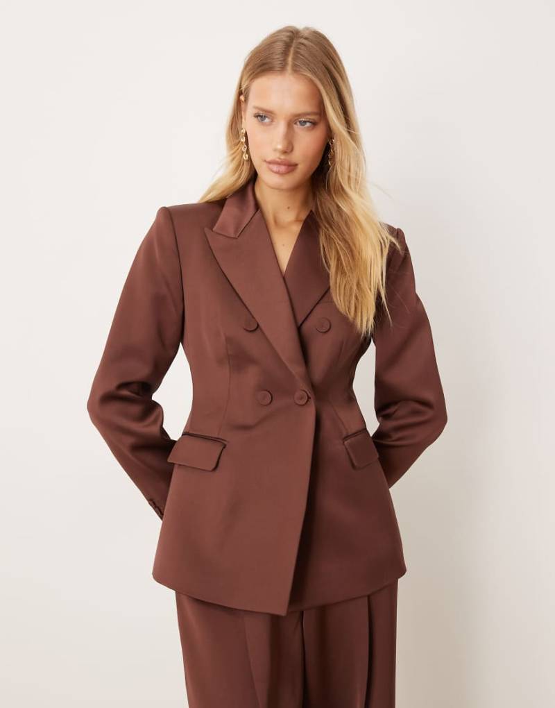 Mango - Gilda - Eleganter Blazer aus Satin in Braun, Kombiteil-Brown von Mango