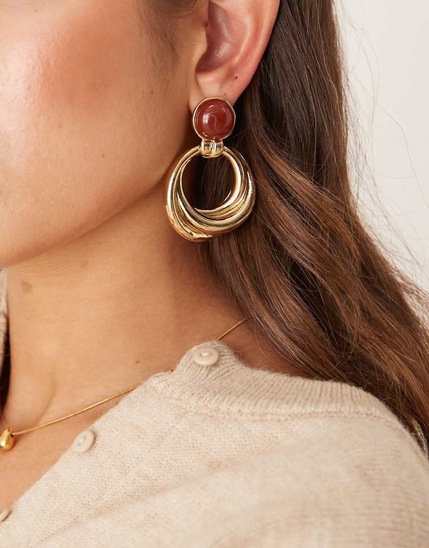 Mango - Goldfarbene Creolen mit Ringanhänger von Mango