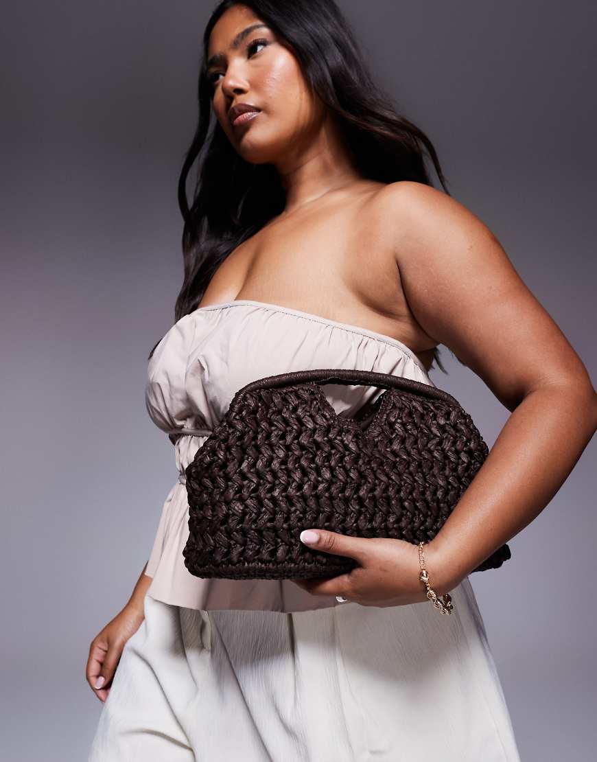 Mango - Große Clutch aus Bast in Braun von Mango