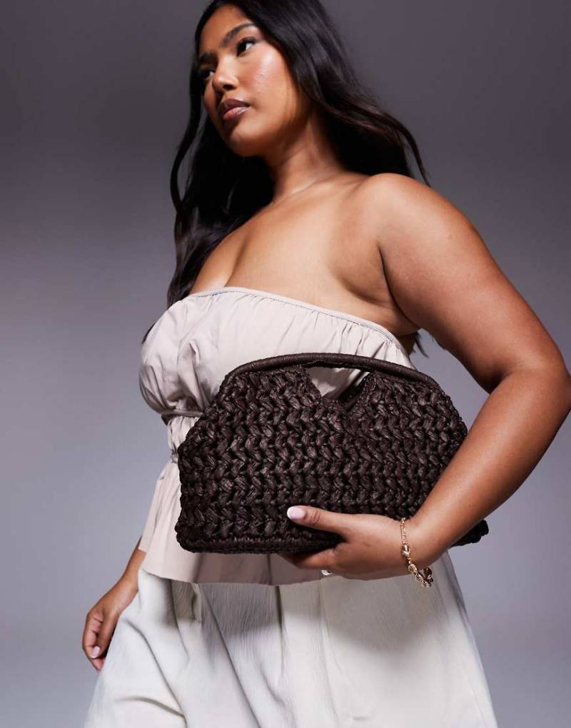 Mango - Große Clutch aus Bast in Braun von Mango