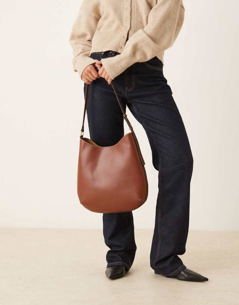 Mango - Große Schultertasche aus Kunstleder in Braun-Brown von Mango