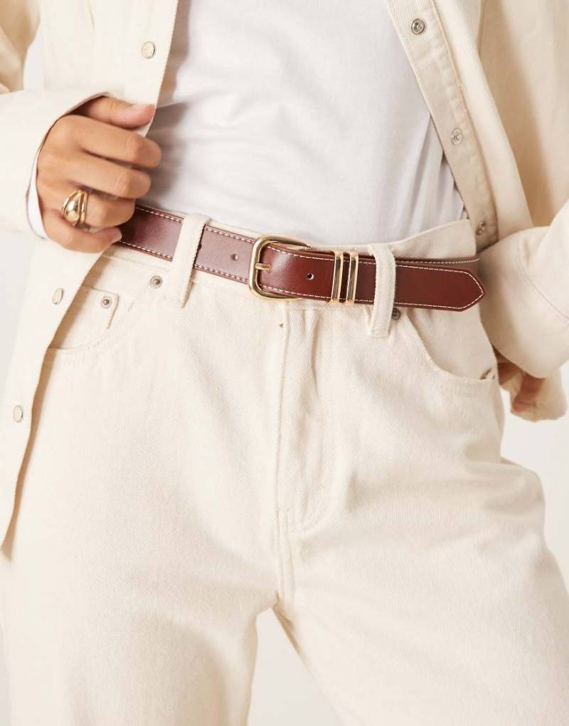 Mango - Gürtel aus Kunstleder in Braun mit goldfarbener Schnalle-Brown von Mango