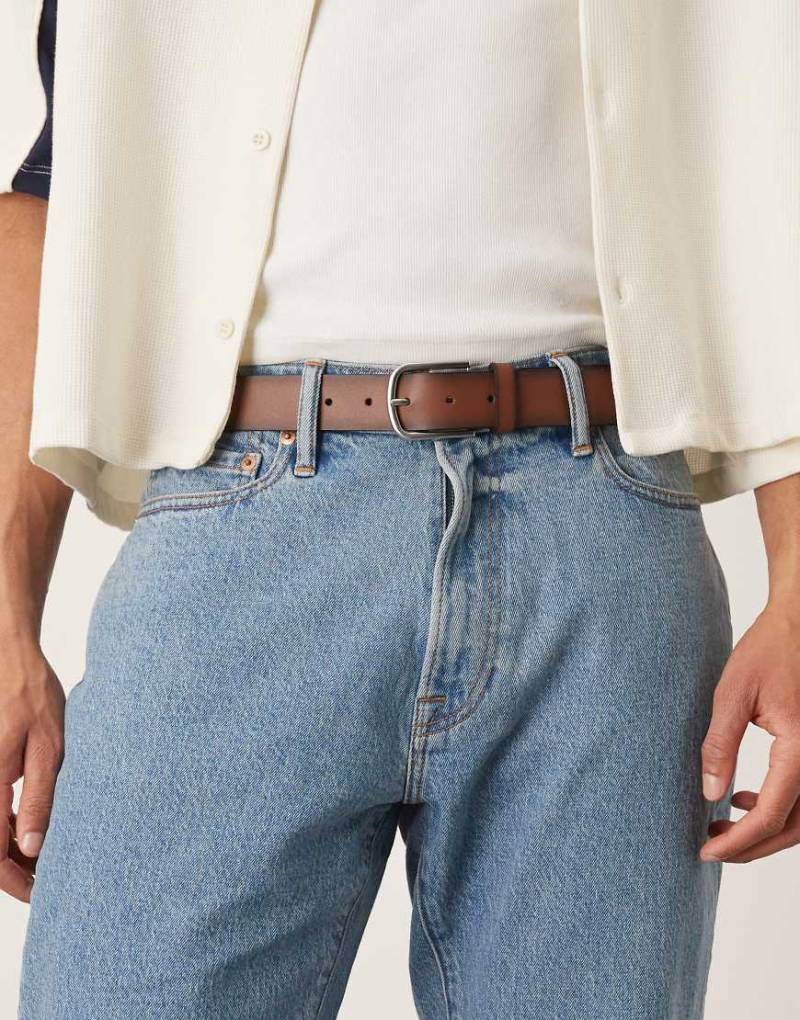 Mango - Gürtel aus Leder in verwaschenem Braun mit geschwungener Schnalle von Mango