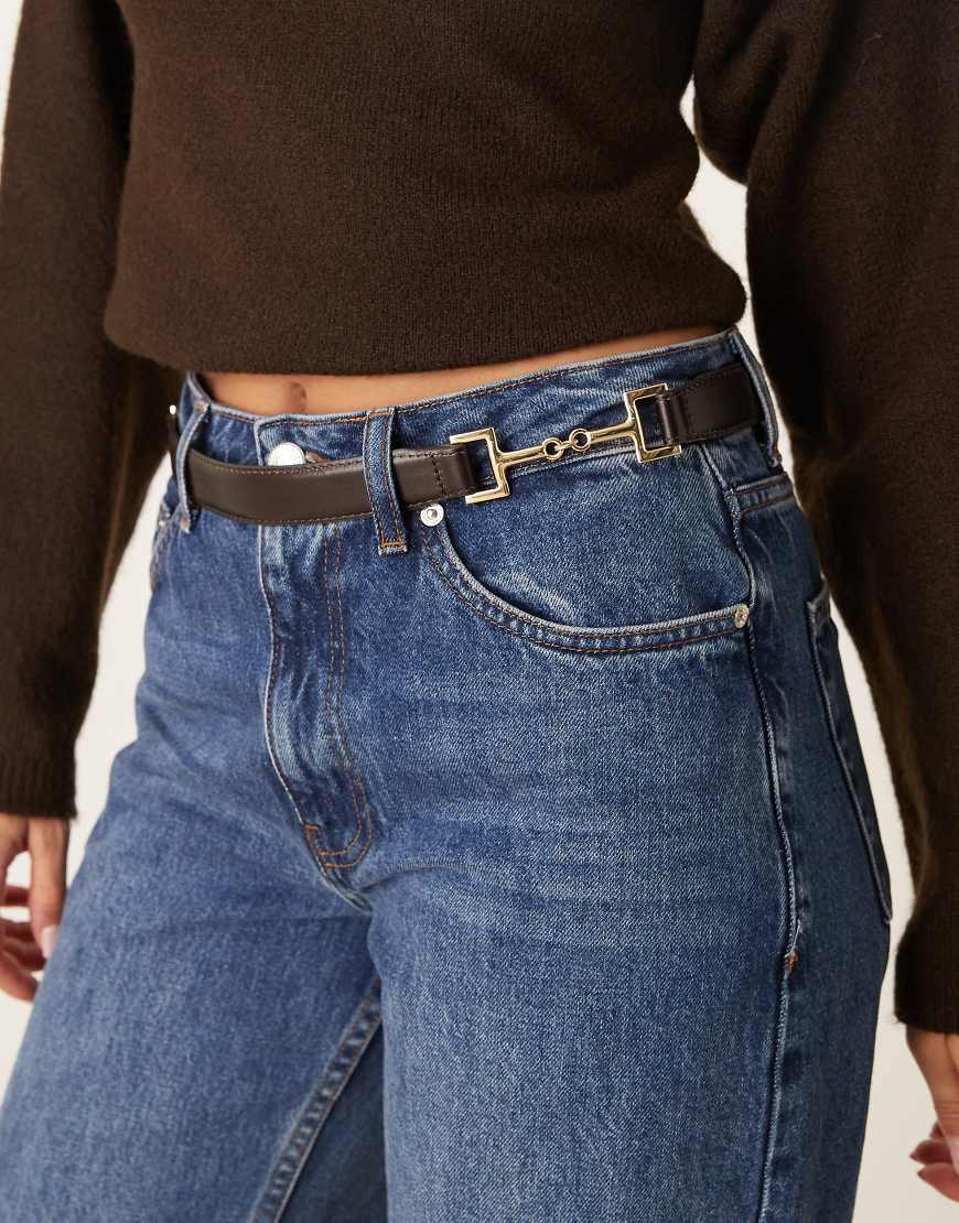 Mango - Gürtel aus Ledermix in Schokobraun mit Kettendetail-Brown von Mango