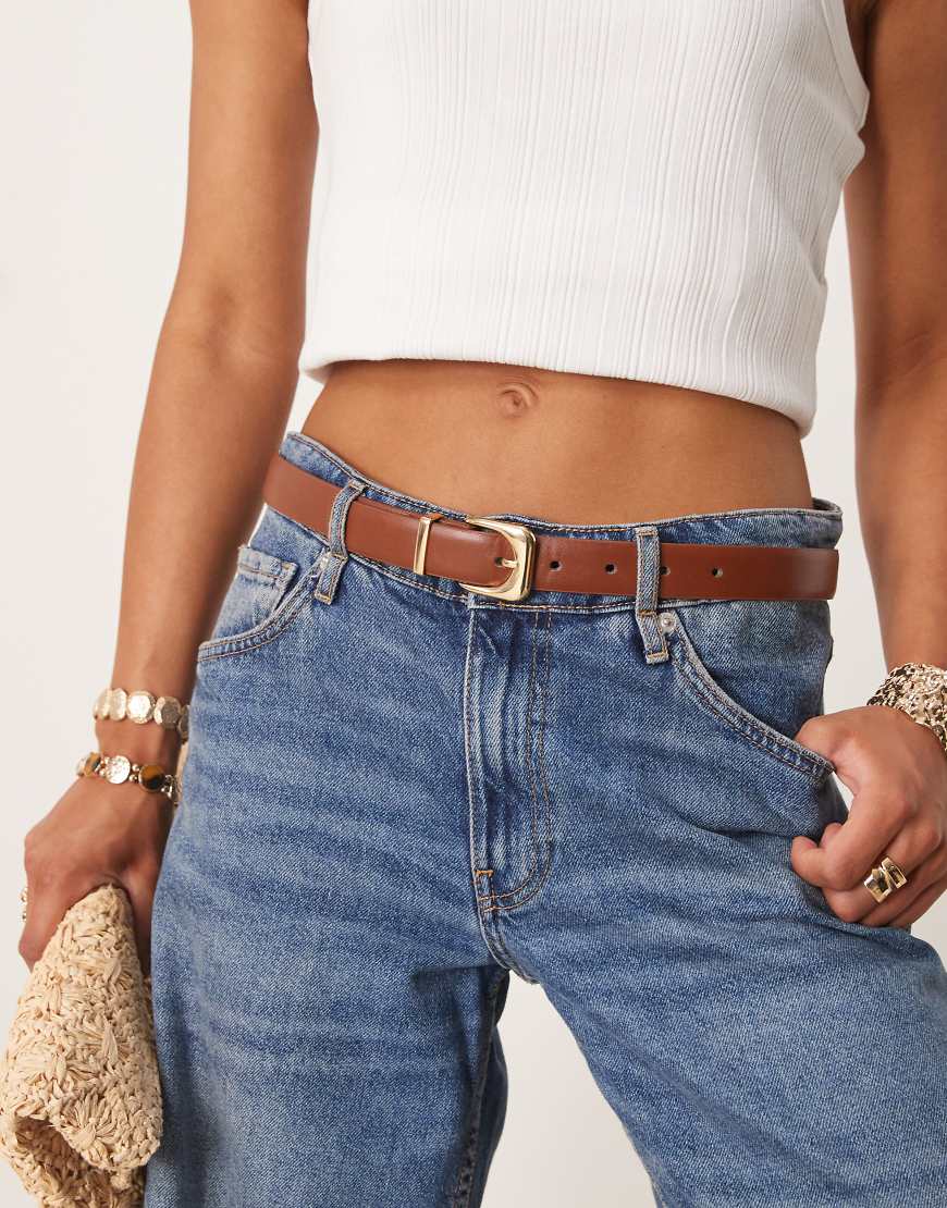 Mango - Gürtel in Braun mit klassischer Schnalle in Goldoptik von Mango