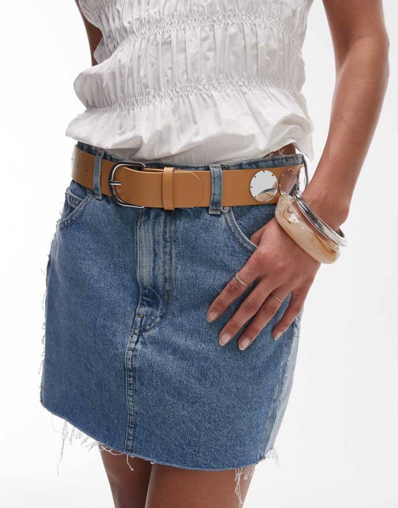Mango - Gürtel in hellem Beige mit Spiegelverzierung-Neutral von Mango