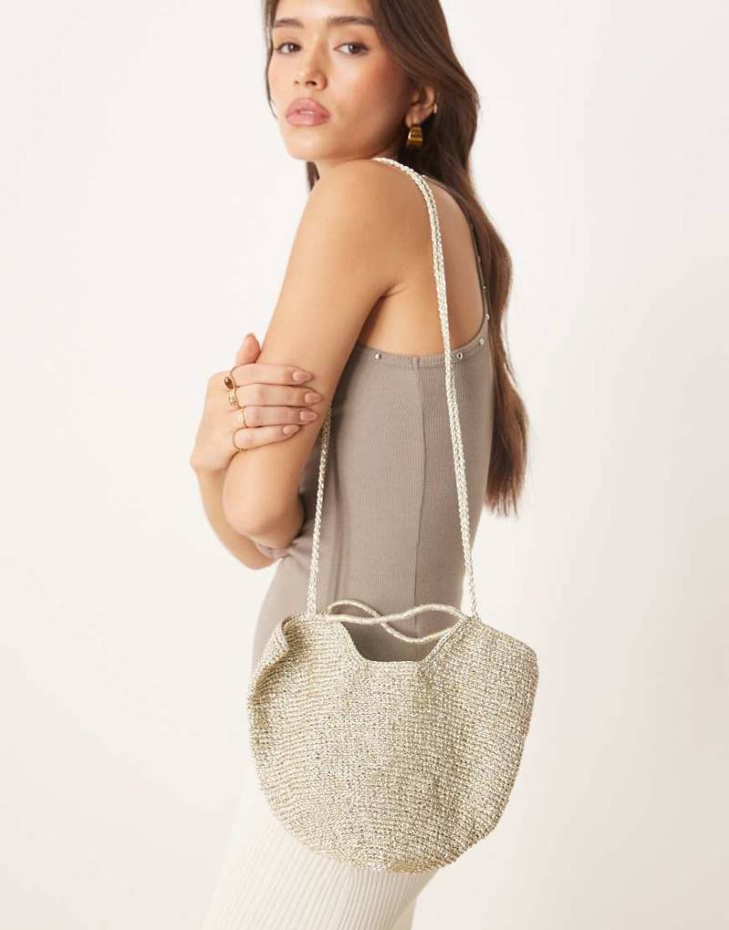 Mango - Häkel-Beuteltasche mit Metallic-Finish in Silber von Mango