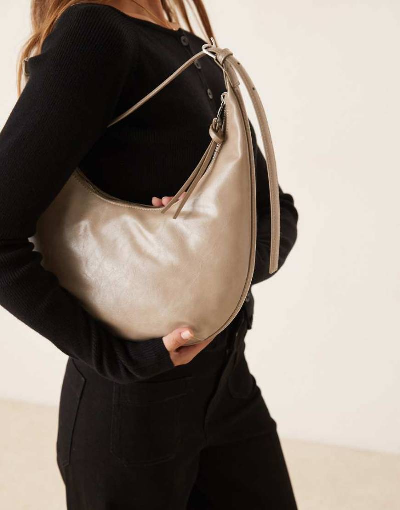 Mango - Halbmondförmige Schultertasche in Latte-Neutral von Mango