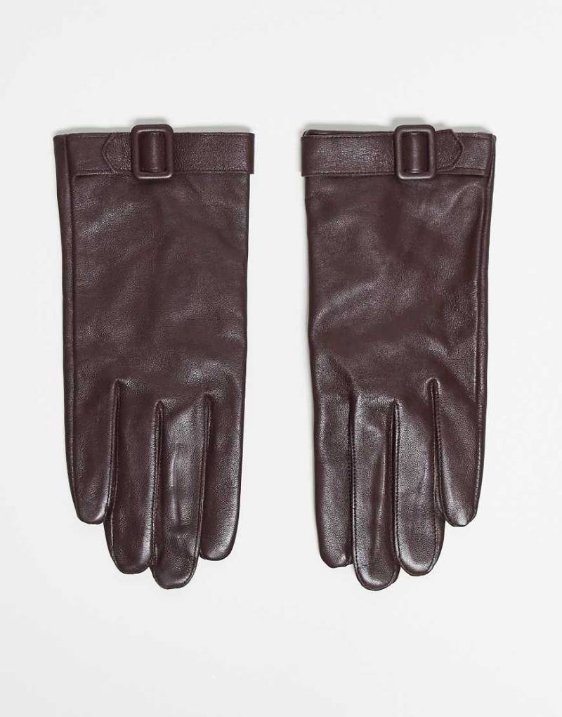 Mango - Handschuhe aus 100% Leder in Kirschrot mit Schnalle Mango - Handschuhe aus 100% Leder in Kirschrot mit Schnalle von Mango