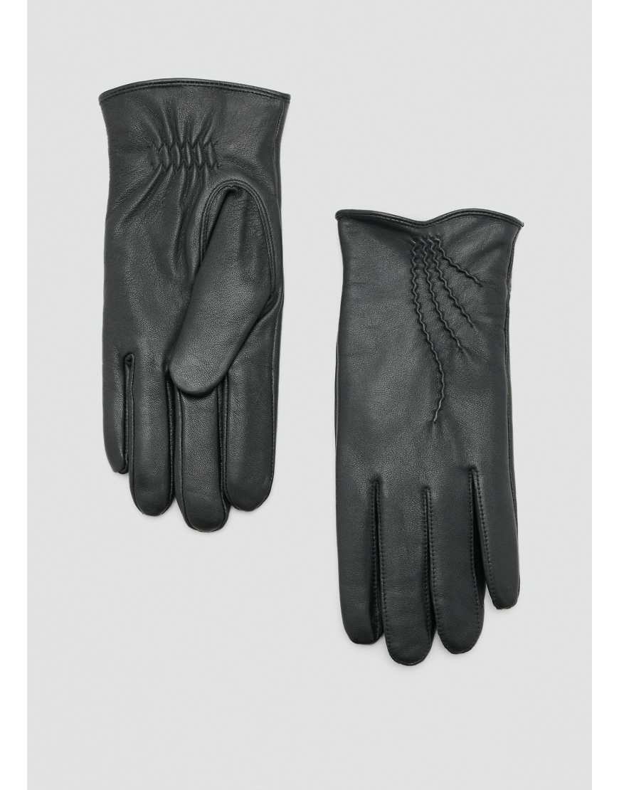 Mango - Handschuhe aus 100% Leder in Schwarz mit Kunstpelzfutter von Mango