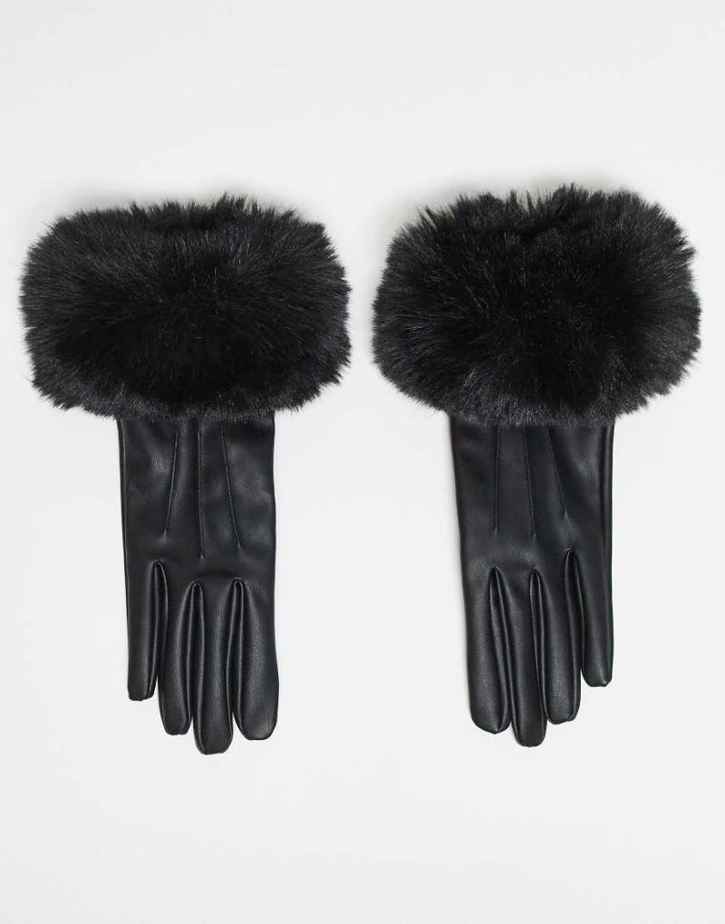 Mango - Handschuhe in Schwarz aus Kunstleder mit Kunstpelzbesatz Mango - Handschuhe in Schwarz aus Kunstleder mit Kunstpelzbesatz von Mango