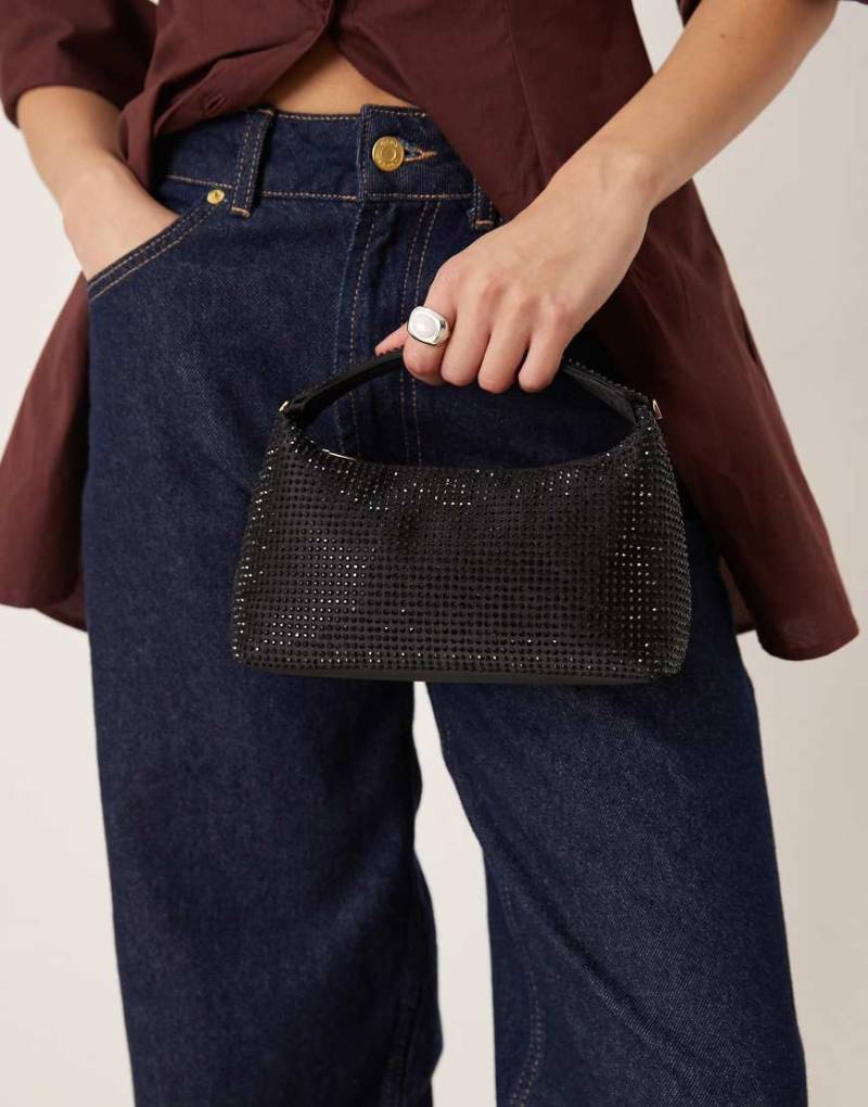 Mango - Handtasche in Schwarz mit Strassbesatz von Mango