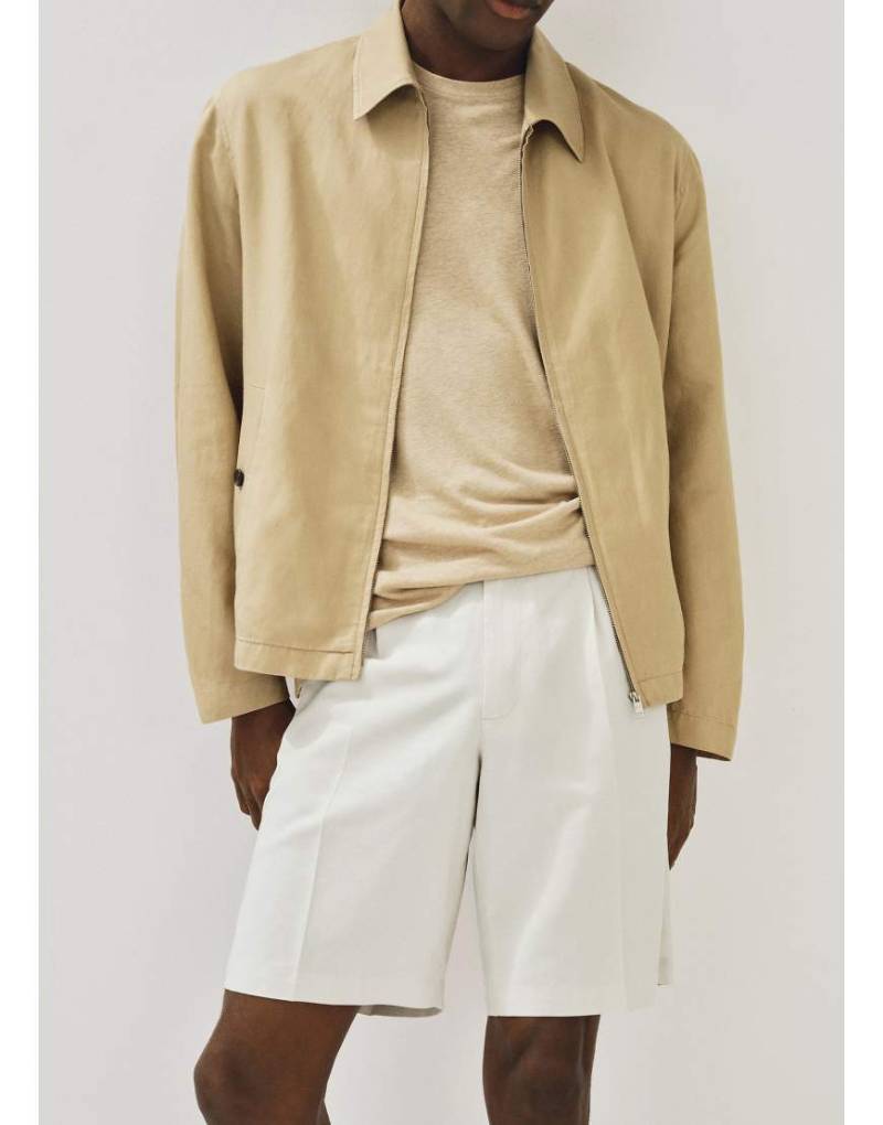 Mango - Harrington-Jacke aus Baumwolle in Steinbeige mit Reißverschluss-Neutral von Mango