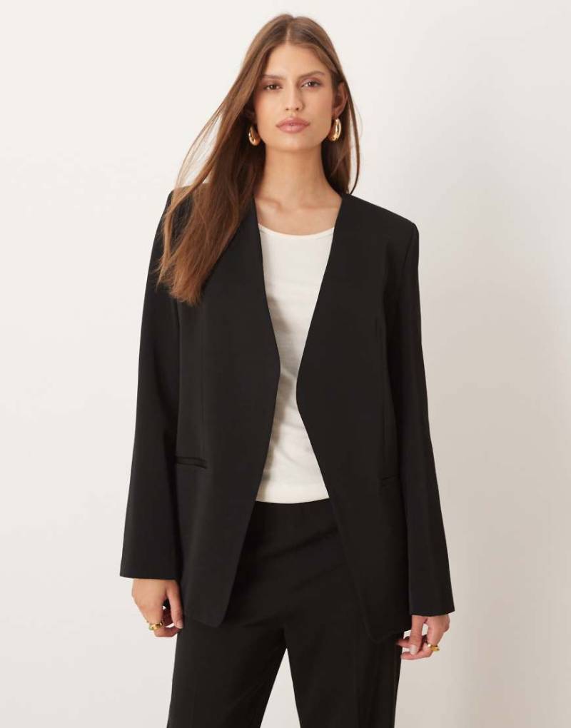 Mango - Harry - Eleganter, kragenloser Blazer in Schwarz, Kombiteil von Mango