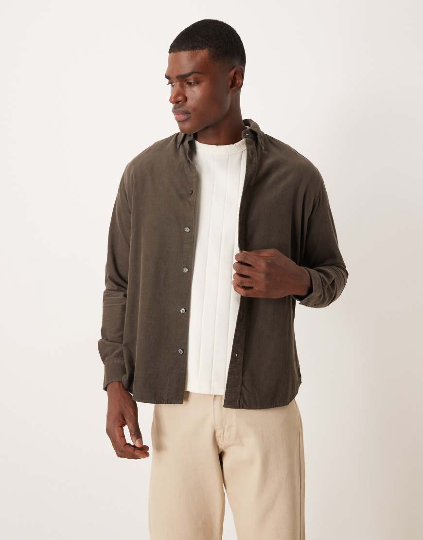 Mango - Hemd aus 100% Baumwollcord in Braun-Brown von Mango