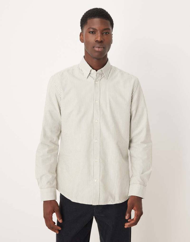 Mango - Hemd aus 100% Baumwolle mit khakifarbenen Streifen-Grün von Mango