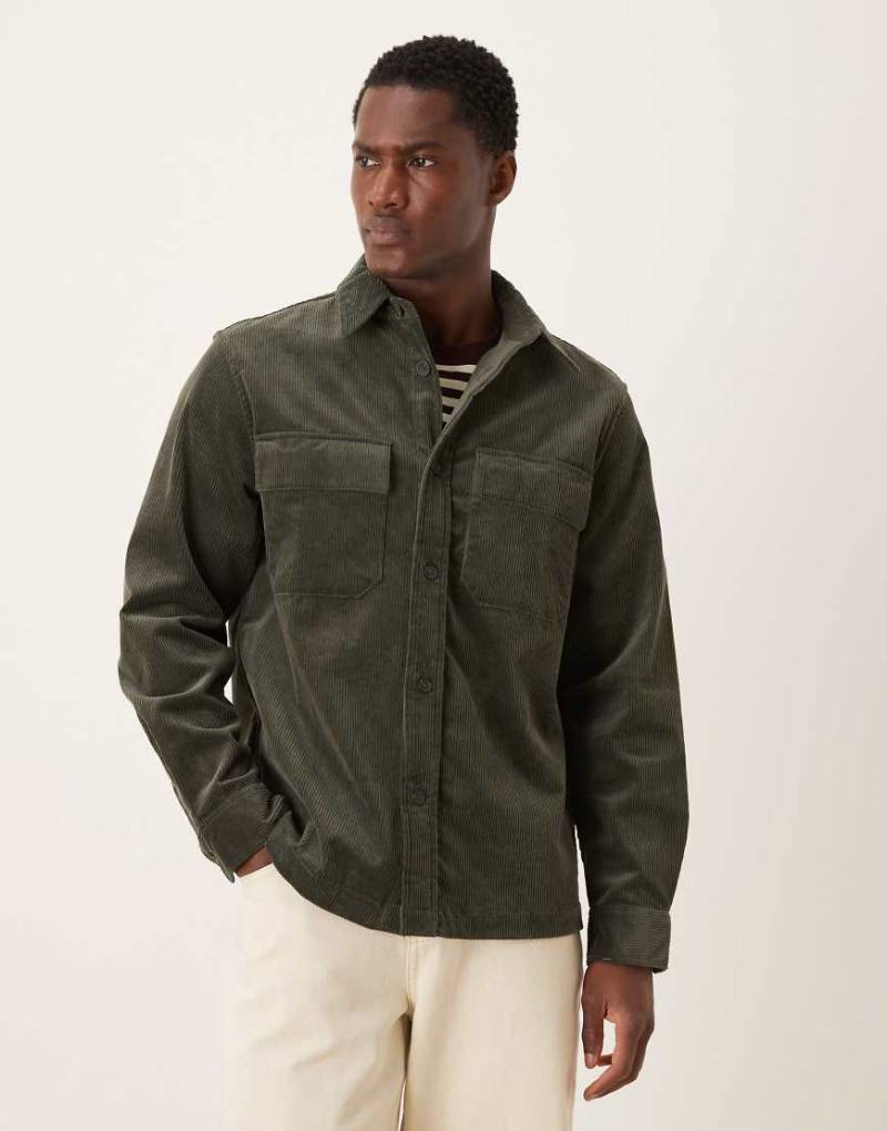 Mango - Hemd aus schwerem Cord aus Baumwollmix in Khaki-Grün von Mango