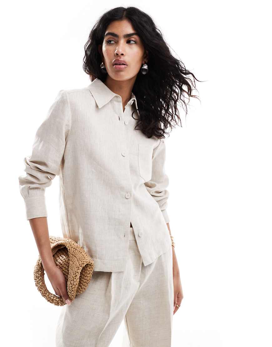 Mango - Hemdbluse aus Leinen in Beige, Kombiteil-Neutral Mango - Hemdbluse aus Leinen in Beige, Kombiteil-Neutral von Mango