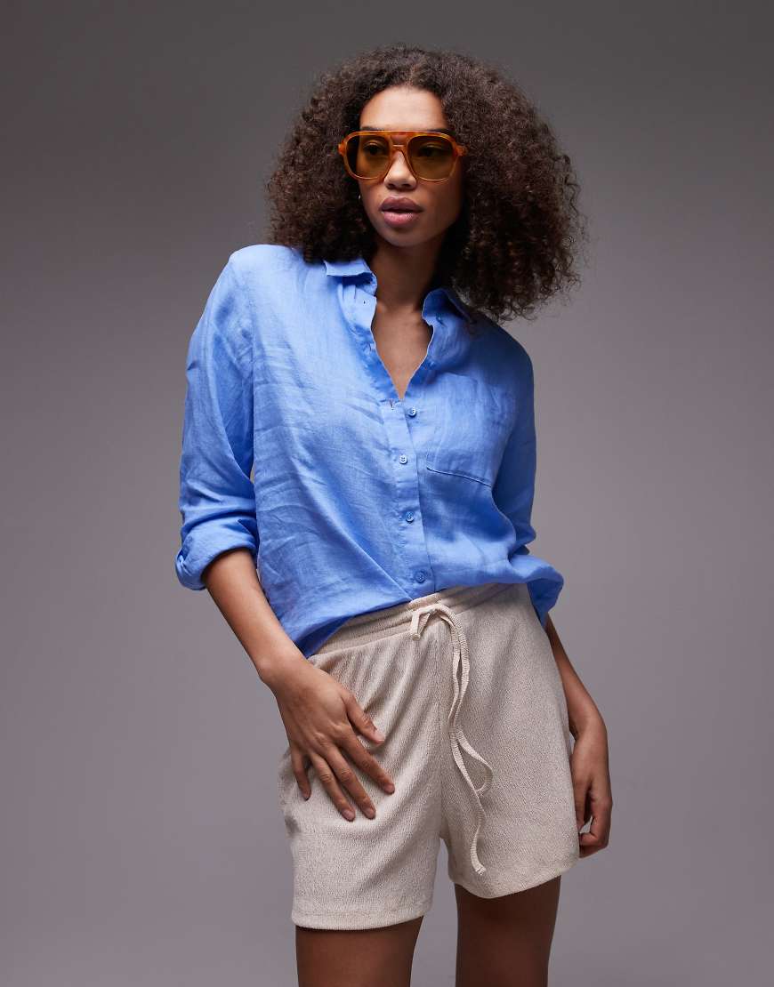Mango - Hemdbluse in Blau aus Leinenmix Mango - Hemdbluse in Blau aus Leinenmix von Mango