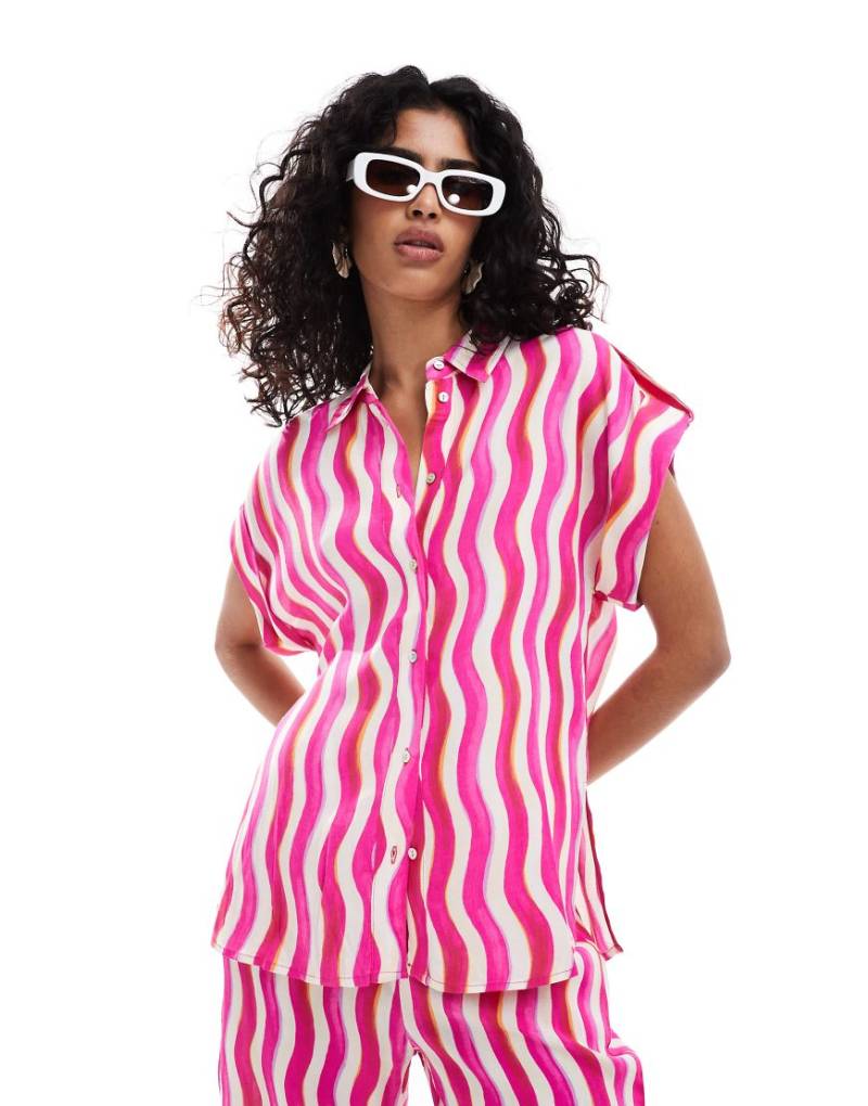Mango - Hemdbluse in Rosa mit Wellenstreifen, Kombiteil von Mango