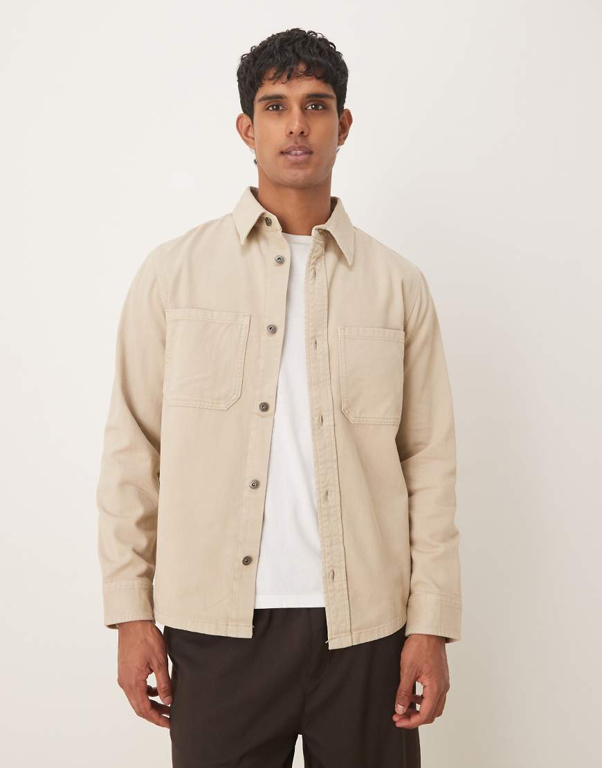 Mango - Hemdjacke aus Baumwolle in Ecru-Neutral von Mango
