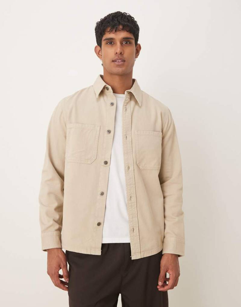 Mango - Hemdjacke aus Baumwolle in Ecru-Neutral von Mango