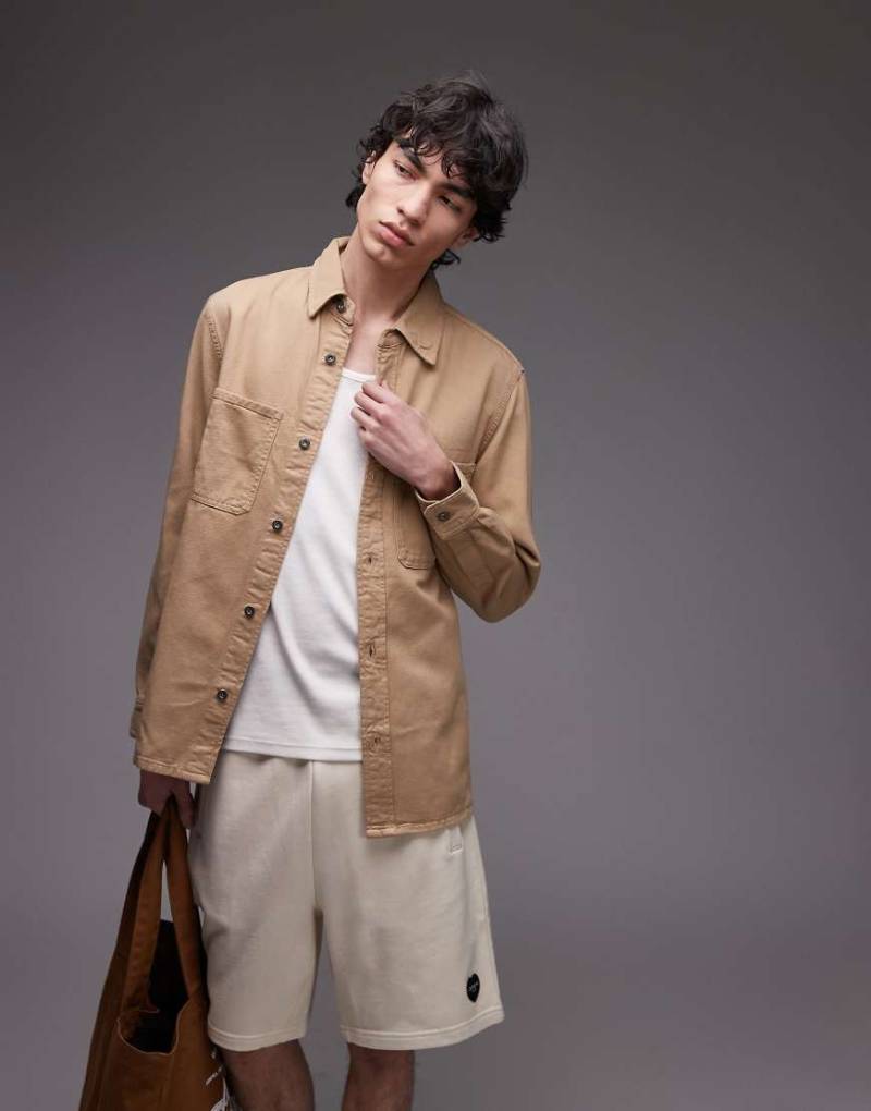 Mango - Hemdjacke aus gewaschener Baumwolle in Beige-Neutral von Mango