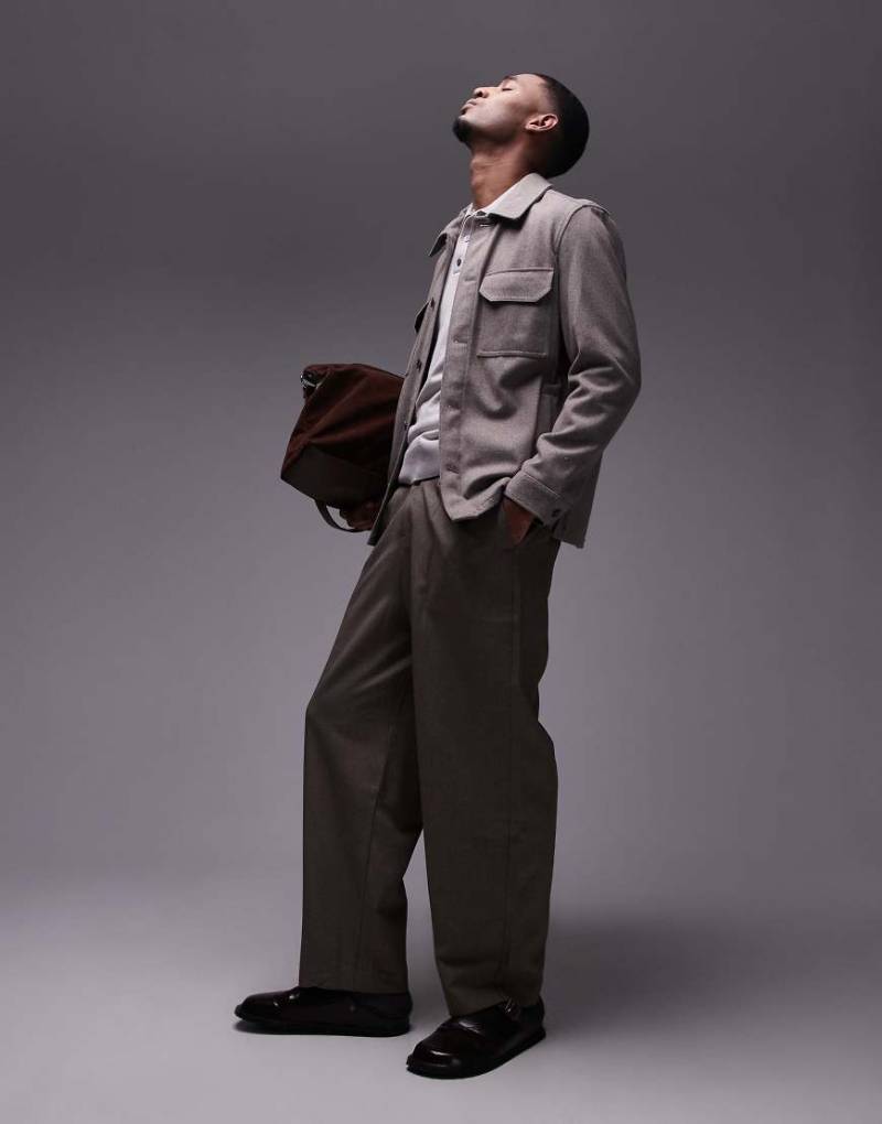 Mango - Hemdjacke in Grau-Braun von Mango