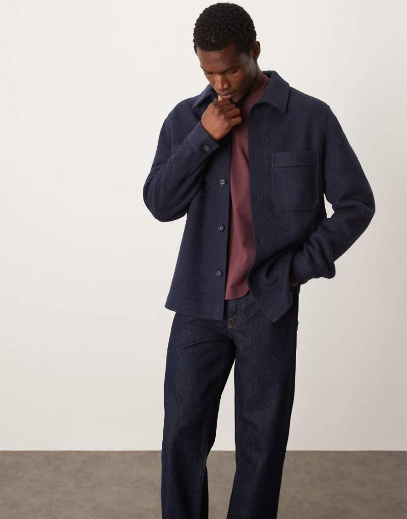 Mango - Hemdjacke in Marineblau mit regulärer Passform von Mango