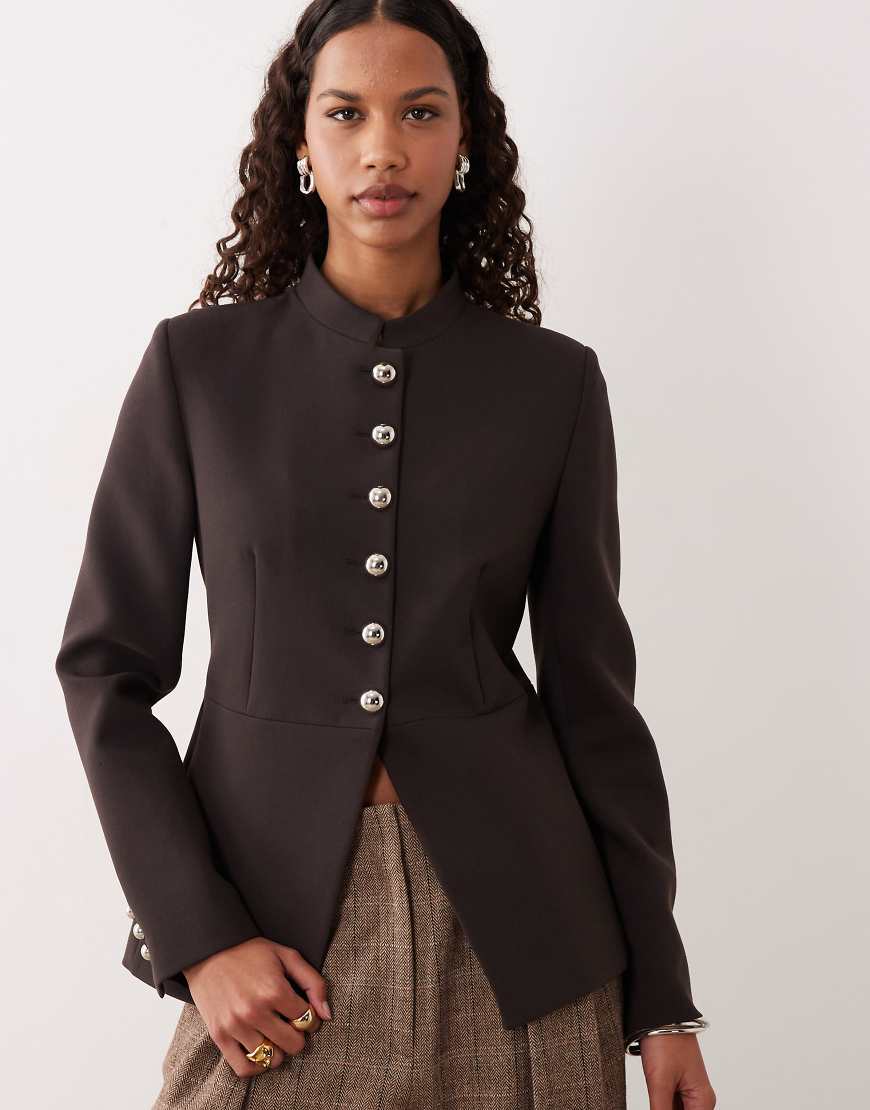 Mango - Hochgeschlossene Utility-Jacke in Braun-Brown von Mango