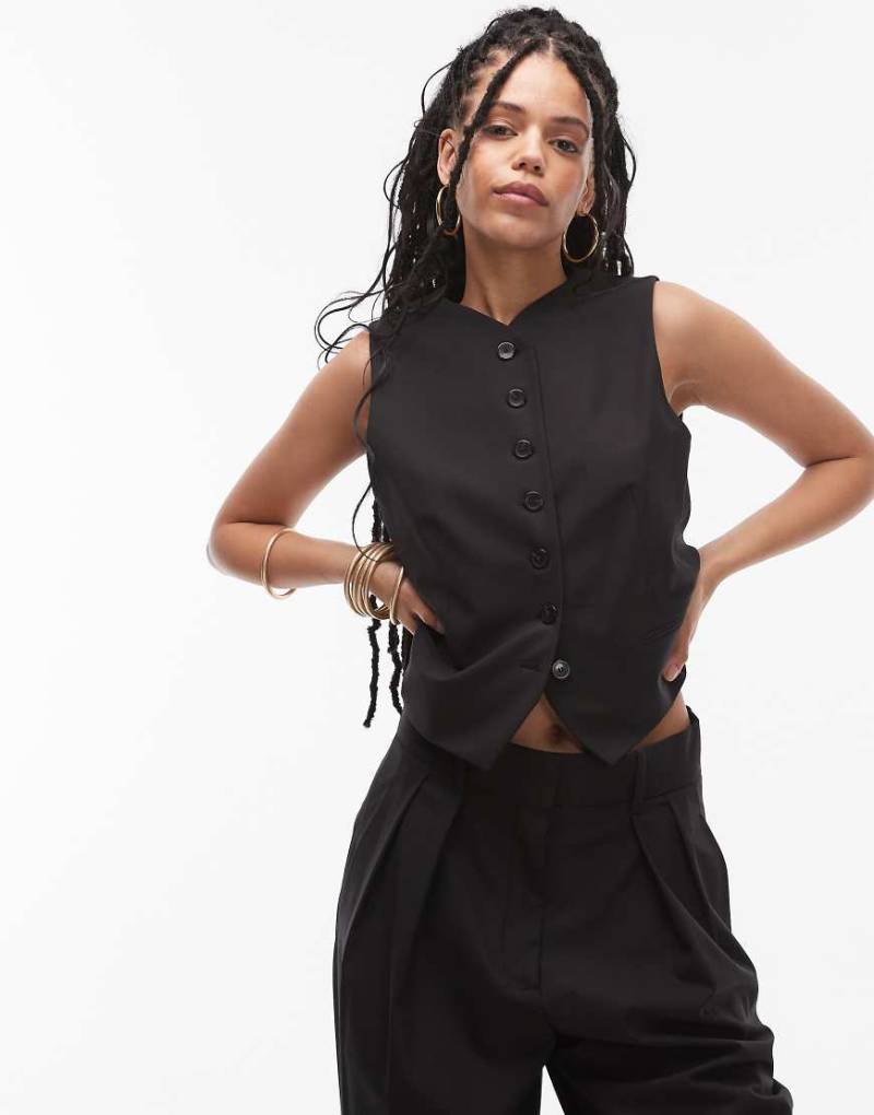 Mango - Hochgeschlossene Weste in Schwarz, Kombiteil von Mango