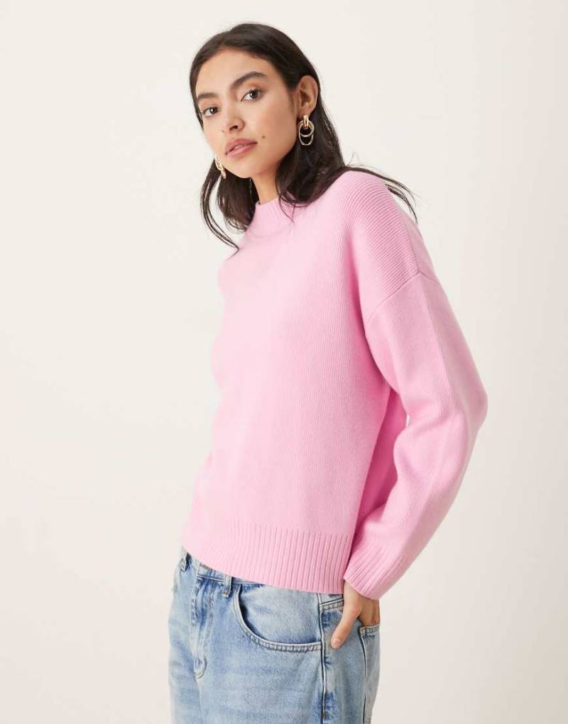Mango - Hochgeschlossener Pullover in Pastellrosa von Mango