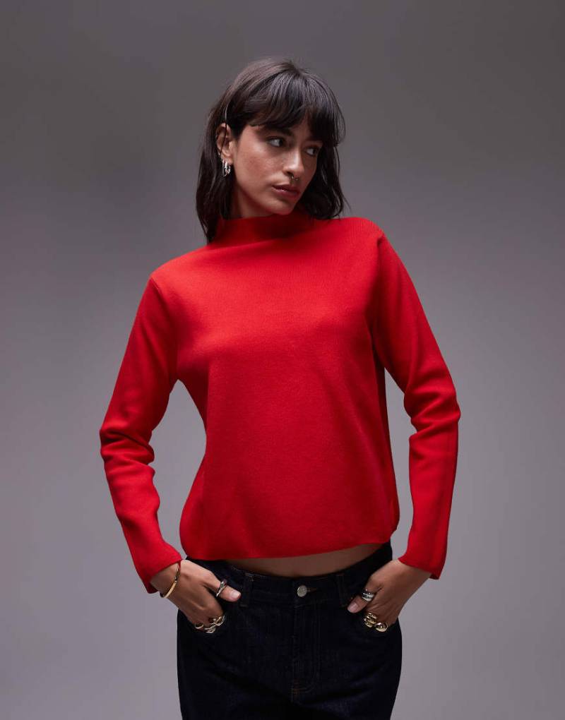 Mango - Hochgeschlossener Strickpullover in Rot von Mango