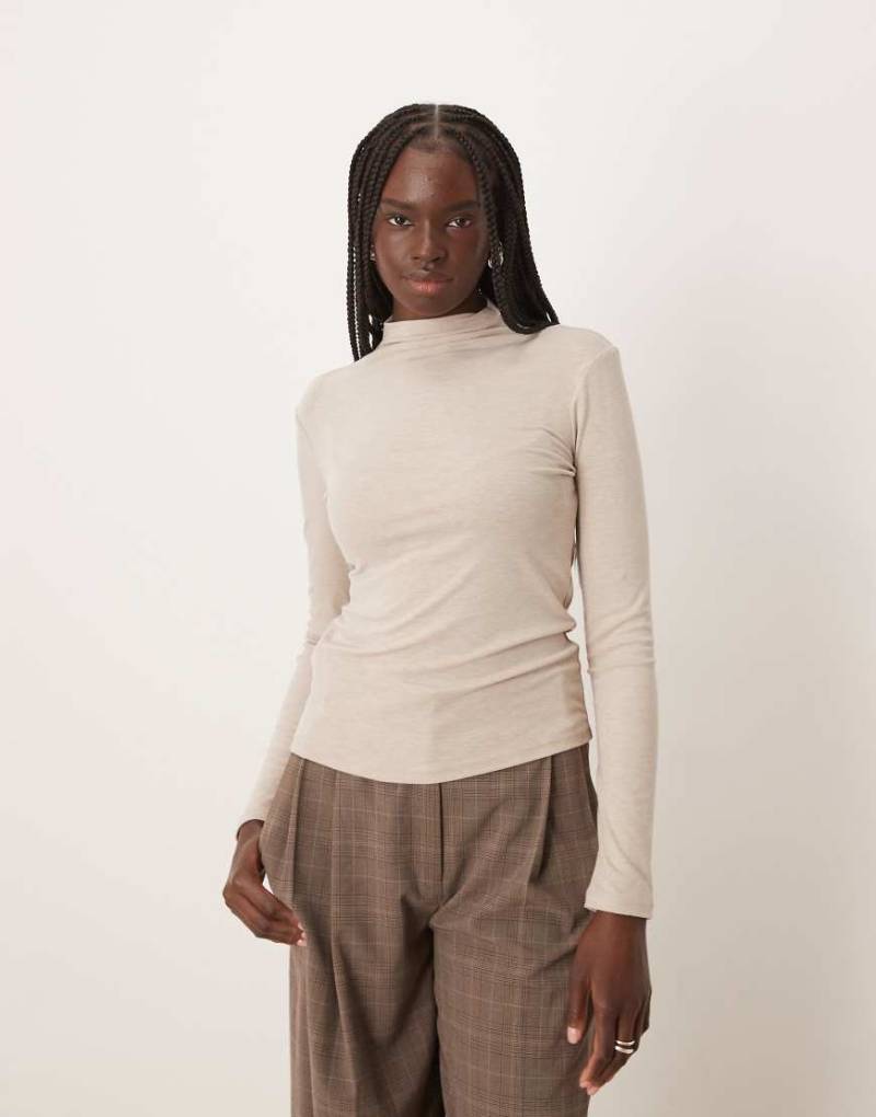 Mango - Hochgeschlossenes, langärmliges Shirt in Cremeweiß von Mango