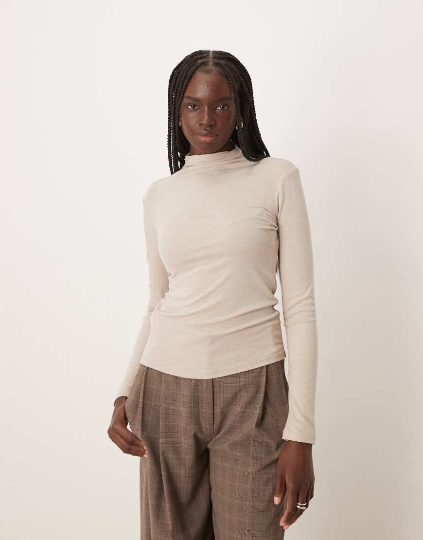 Mango - Hochgeschlossenes, langärmliges Shirt in Cremeweiß von Mango