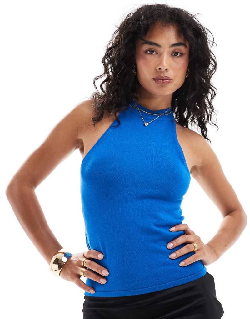 Mango - Hochgeschlossenes Feinstrick-Oberteil in Blau von Mango