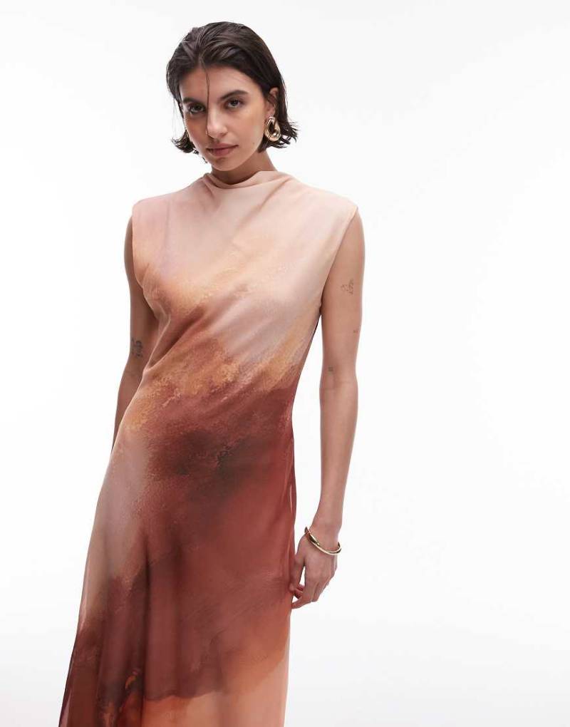 Mango - Chiffon-Midikleid mit rosa Farbverlauf von Mango