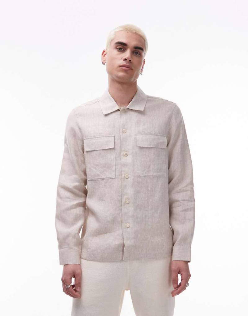 Mango - Hochwertige Hemdjacke aus Leinen in Beige-Neutral von Mango