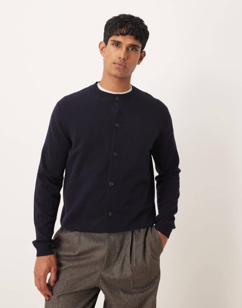 Mango - Hochwertige Strickjacke aus 100% Wolle in Marineblau von Mango