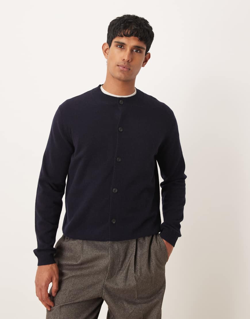 Mango - Hochwertige Strickjacke aus 100% Wolle in Marineblau von Mango