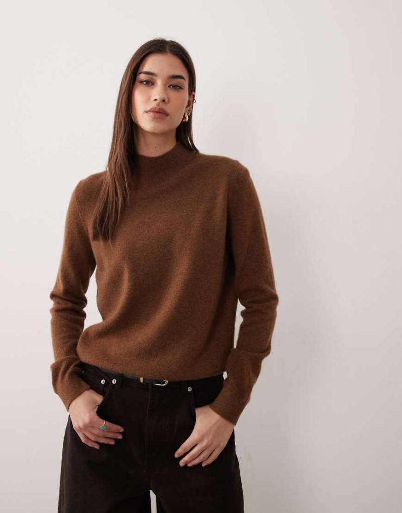 Mango - Hochwertiger, hochgeschlossener Pullover in Braun-Brown von Mango