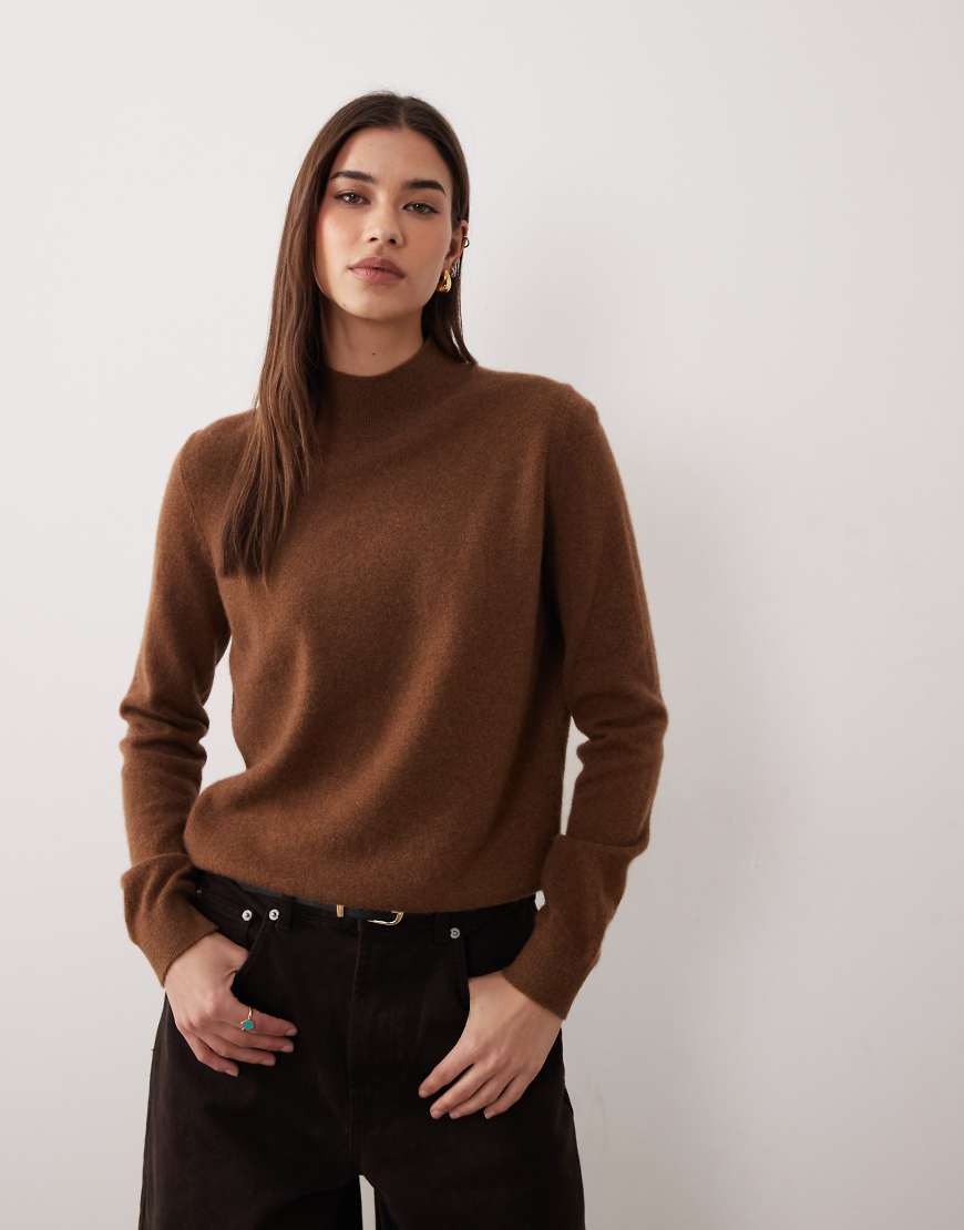 Mango - Hochwertiger, hochgeschlossener Pullover in Braun-Brown von Mango