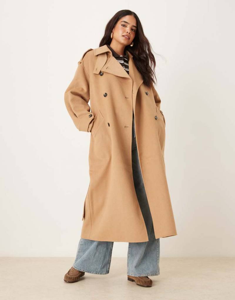 Mango - Hochwertiger Maxi-Trenchcoat aus Wollmix in Braun-Brown von Mango