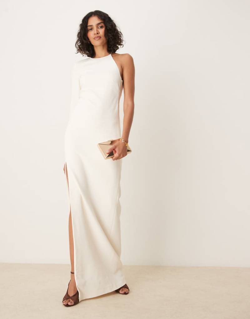 Mango - Hochwertiges Maxikleid in Weiß mit One-Shoulder-Träger und Seitenschlitz von Mango