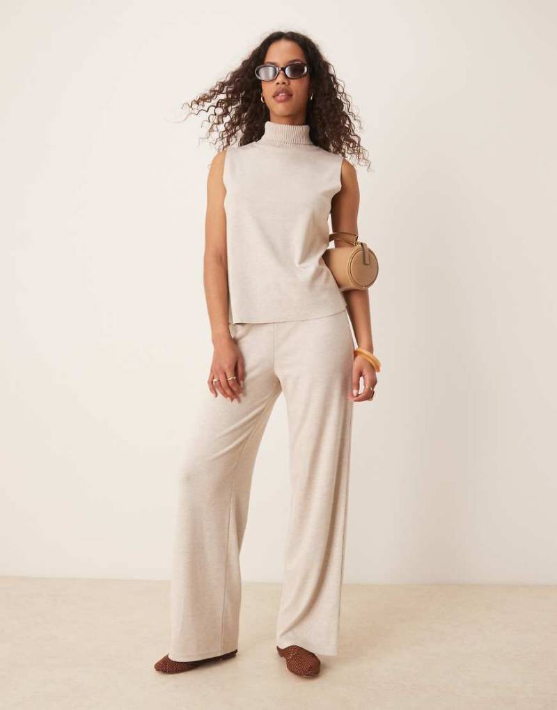 Mango - Hose aus leichtem Strick in Hellbeige, Kombiteil-Neutral von Mango