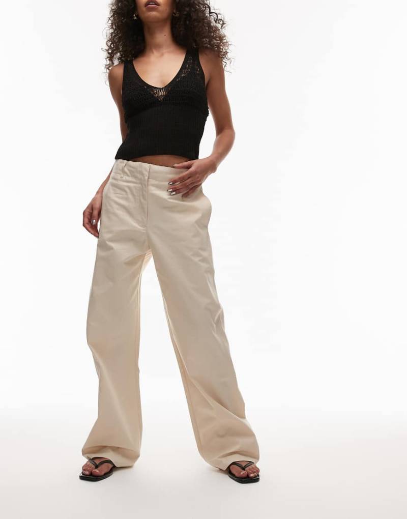 Mango - Hose in Hellbeige mit verdeckter Knopfleiste und schmalem Schnitt-Neutral von Mango