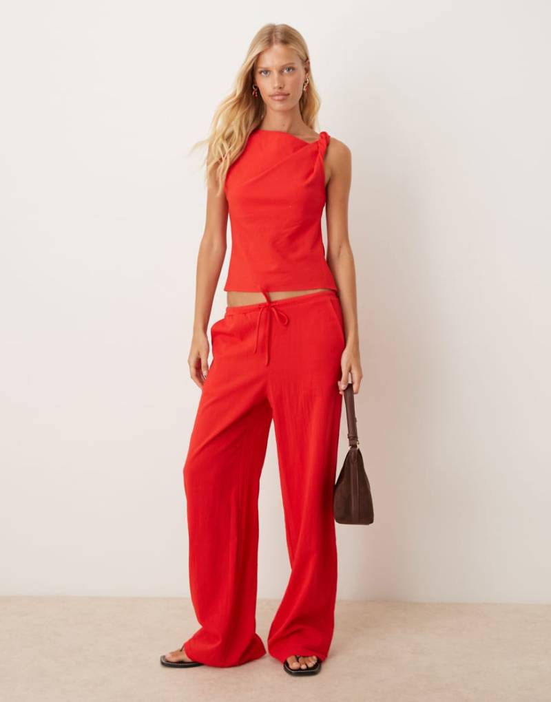 Mango - Hose in Rot mit Tunnelzugband, Kombiteil von Mango