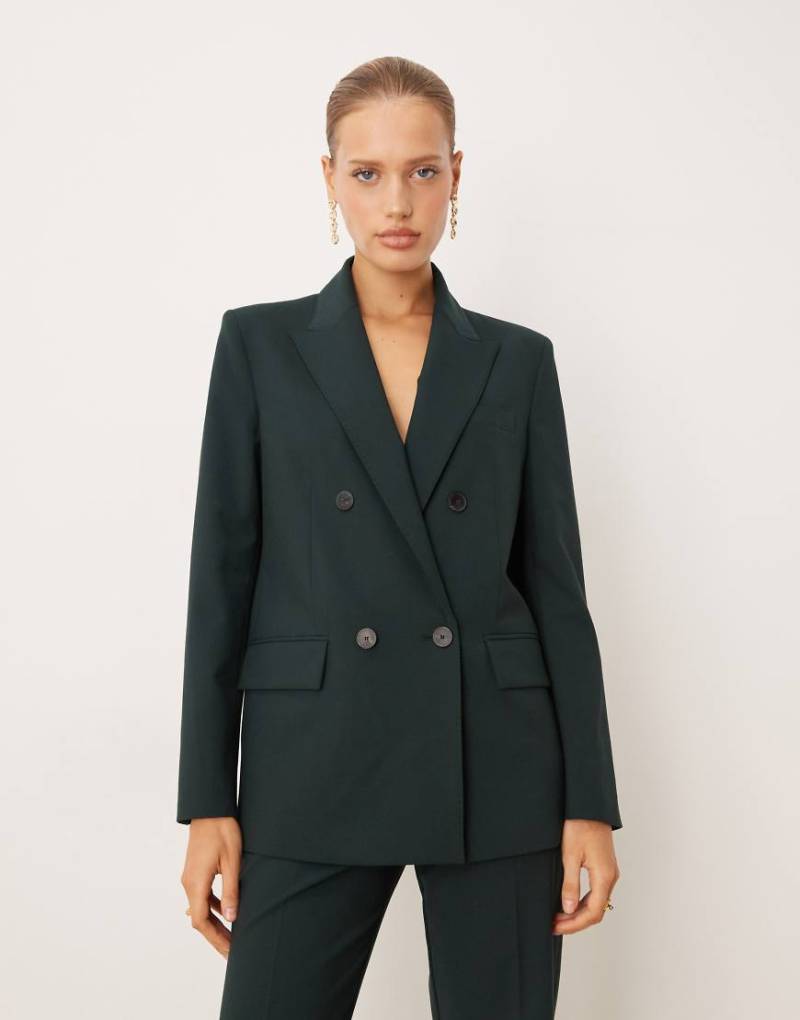 Mango - Irese - Eleganter Blazer aus Wollmix in Tannengrün, Kombiteil von Mango